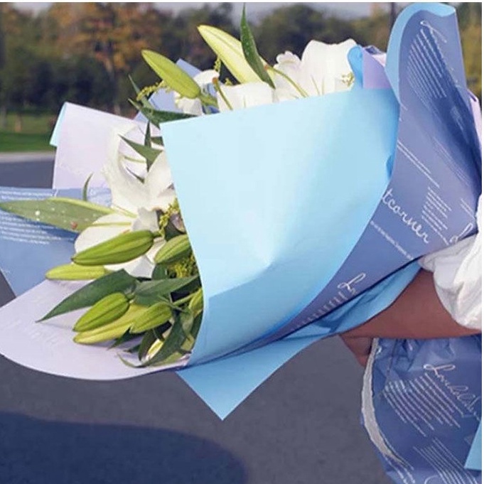 15 TỜ Giấy bó hoa - giấy gói hoa chữ, 2 mặt