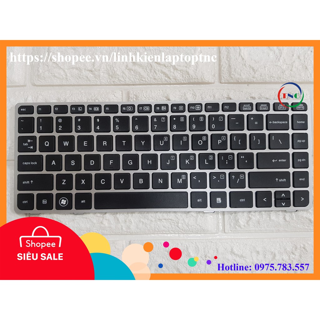 Phím Laptop HP Elitebook 8460 8460p 8460w 8470p 6470p không nút, khung màu ĐEN - BẠC nhập khẩu