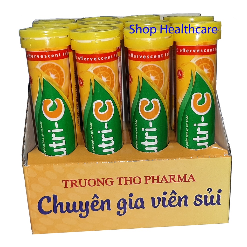 Viên sủi Bổ Sung Vitamin  NUTRI-C hương cam  - Tăng sức đề kháng, giảm mệt mỏi. Hàng chính hãng, tuýp 20 viên.