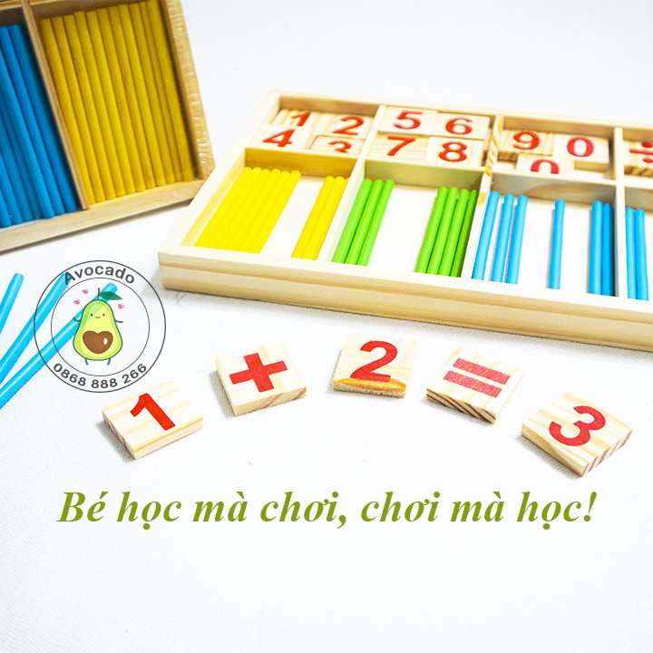 Bộ que tính học toán bằng gỗ cho bé