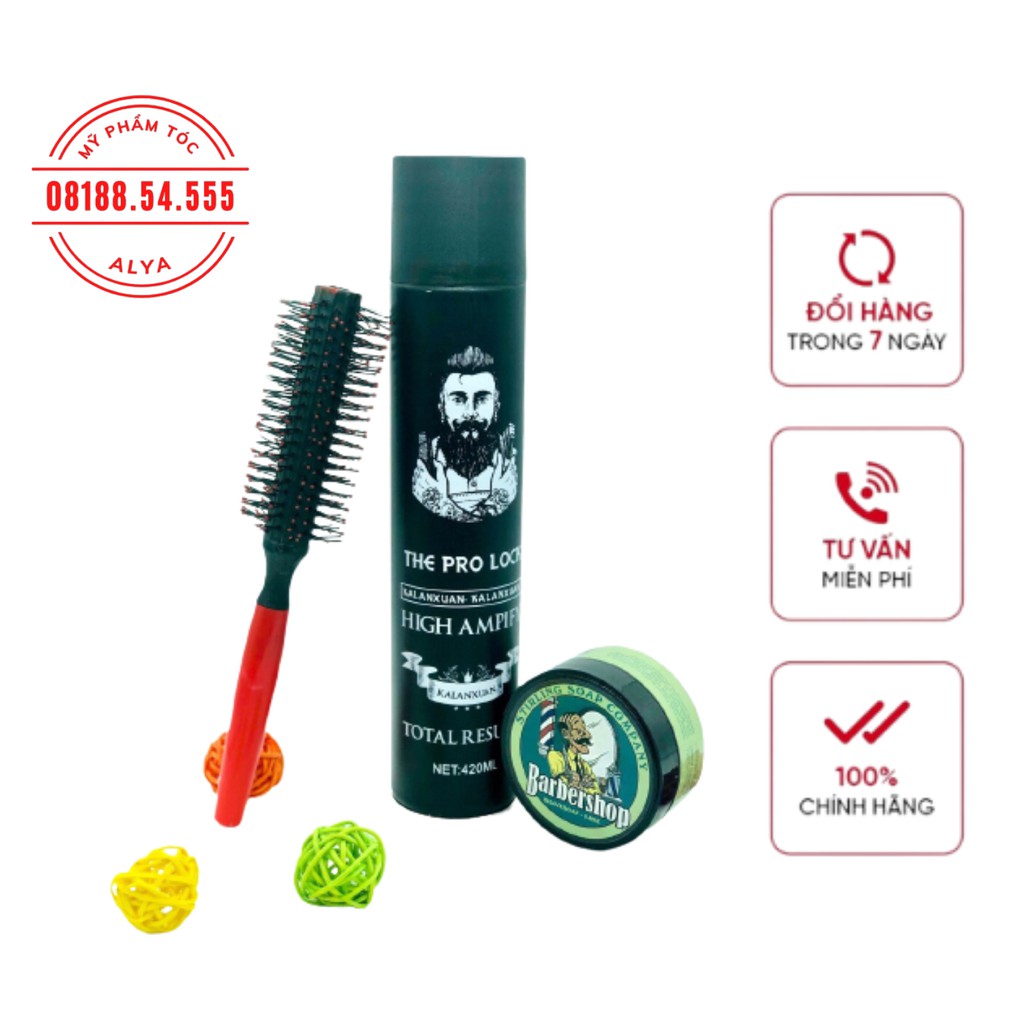 COMBO gôm sáp THE PRO LOCK + Wax BARBERSHOP tạo kiểu giữ nếp cho tóc. HÀNG CHÍNH HÃNG