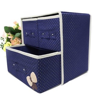 Tủ vải 2 tầng 3 ngăn kéo chấm bi _ShopXuka