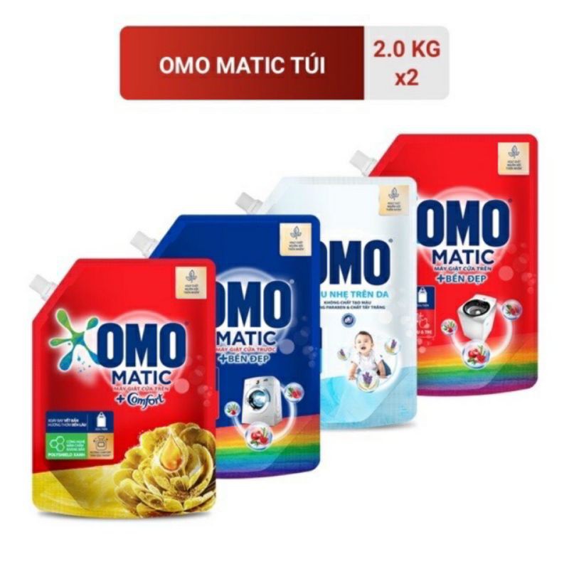 Nước Giặt OMO Matic/Cửa Trước/Dịu Nhẹ Trên Da/ Tinh Dầu Thơm 2.0kg