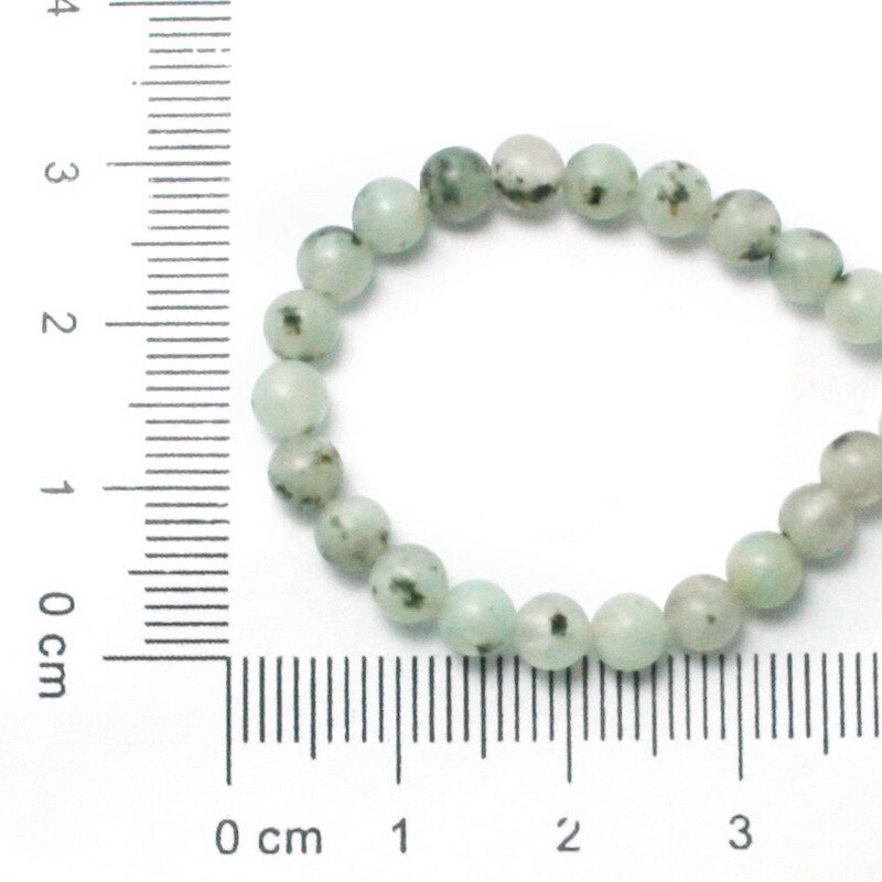 Chuỗi hạt đá tròn màu xanh lá chấm đen 4-10mm dùng làm trang sức diy