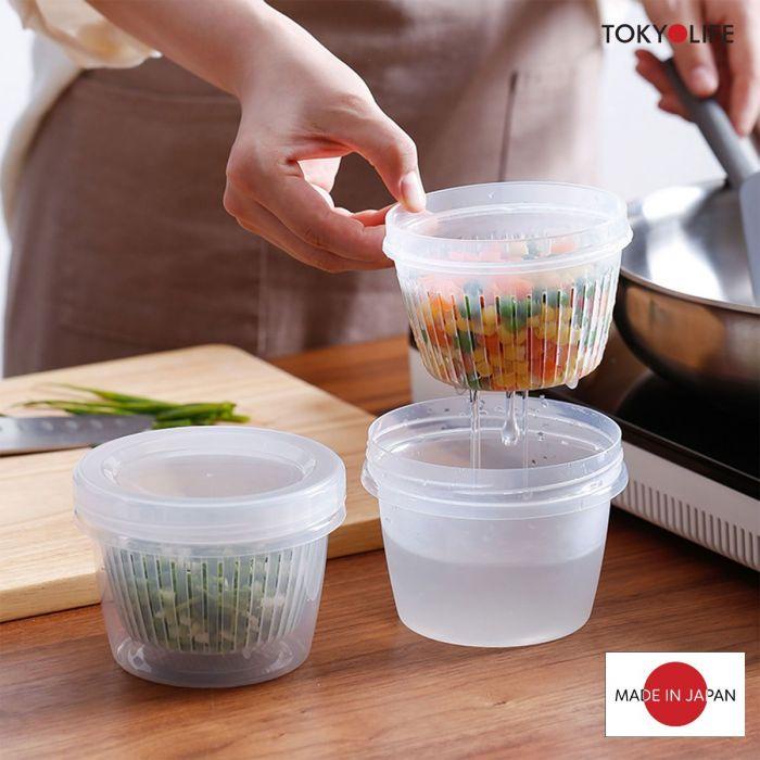 Hộp nhựa đựng thực phẩm 2 lớp 500ml dáng tròn Nakaya Nhật Bản