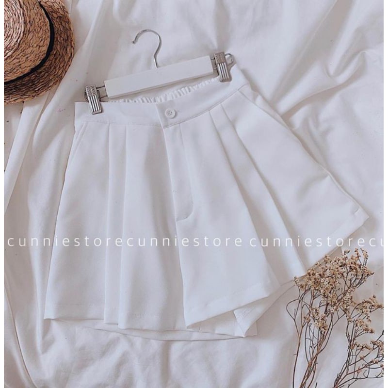 [AN MỘC] Quần Short đùi nữ xếp ly ống rộng giả váy nhiều màu