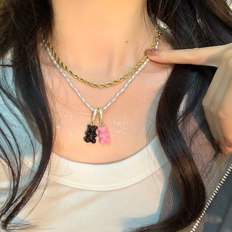 Set 10 mặt vòng cổ St.kunkka hình gấu màu kẹo xinh xắn thời trang