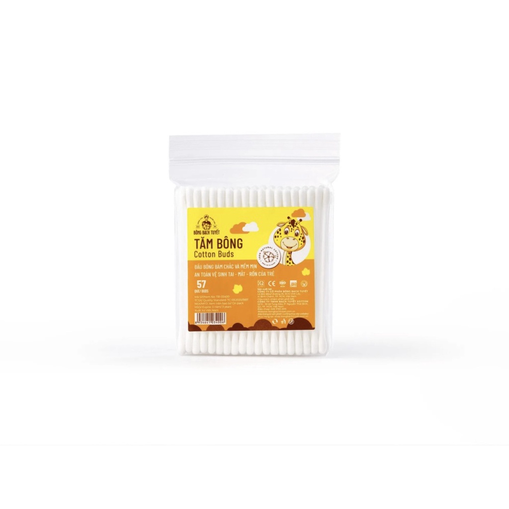 Tăm Bông Bạch Tuyết Cotton Buds - Tăm Bông Sơ Sinh Ngoáy Tai Trẻ Em Đầu Nhọn -  Đầu Chắc Mềm Mịn Tiện Dụng Cho Trang Điể