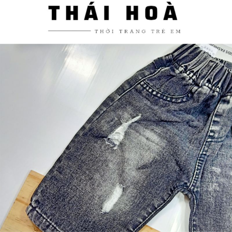 Quần jeans lửng bé trai 11_15kg , quần ngố chất liệu jeans mềm