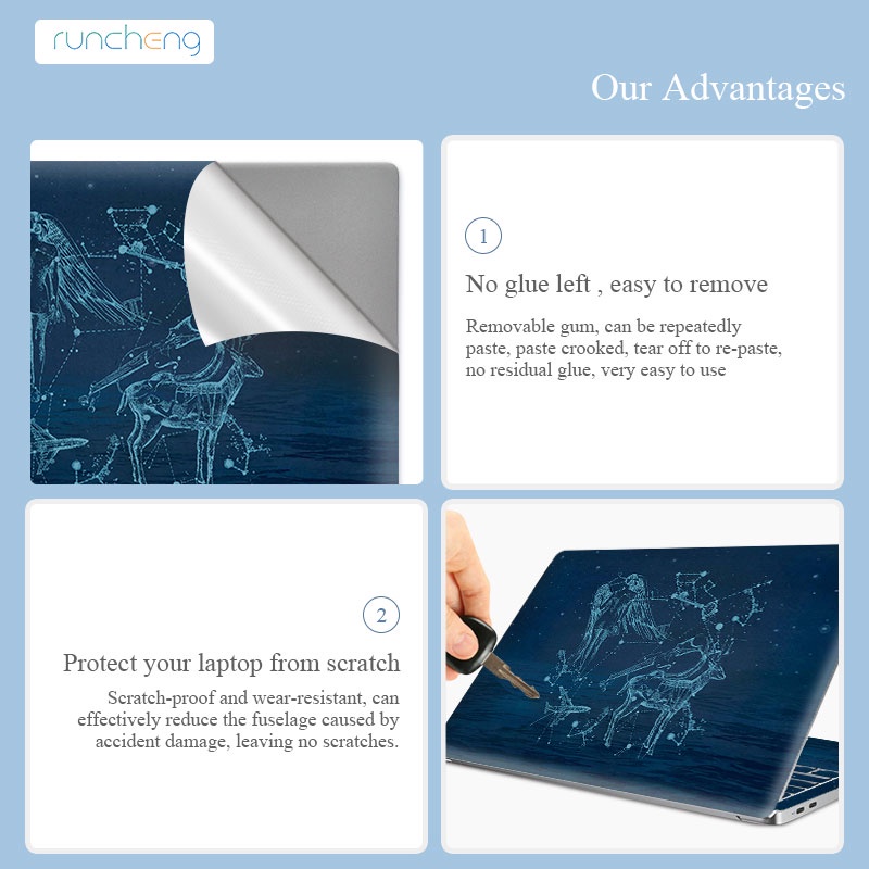 Nhãn dán nhiều họa tiết dễ thương trang trí cho máy tính xách tay Acer Asus Dell Lenovo 12/ 13/ 14/ 15/ 17 Inch