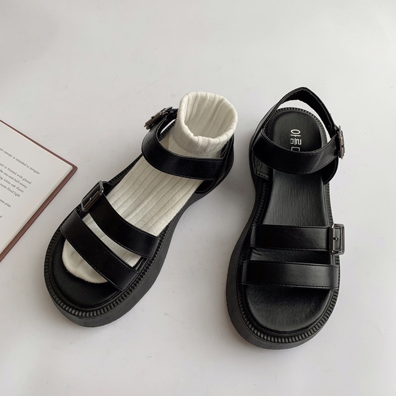 Giày Sandal Nữ Ulzzang bản cao cấp - Sandal Quai Mảnh đế cao 5p chuẩn hàng quảng châu đi học mang áo dài