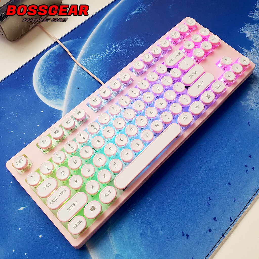 Keycap Tròn Bọc Viền Màu Hồng Và Xanh Cực Dễ Thương và Độc Đáo( ABS 104 phím )