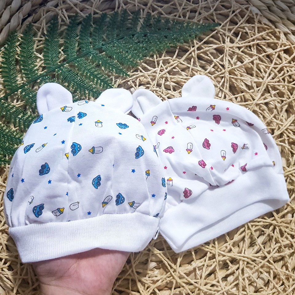 Mũ Chụp Sơ Sinh In Hình Hoa 100% Cotton Mềm Mỏng Thoáng Mát - SP000600