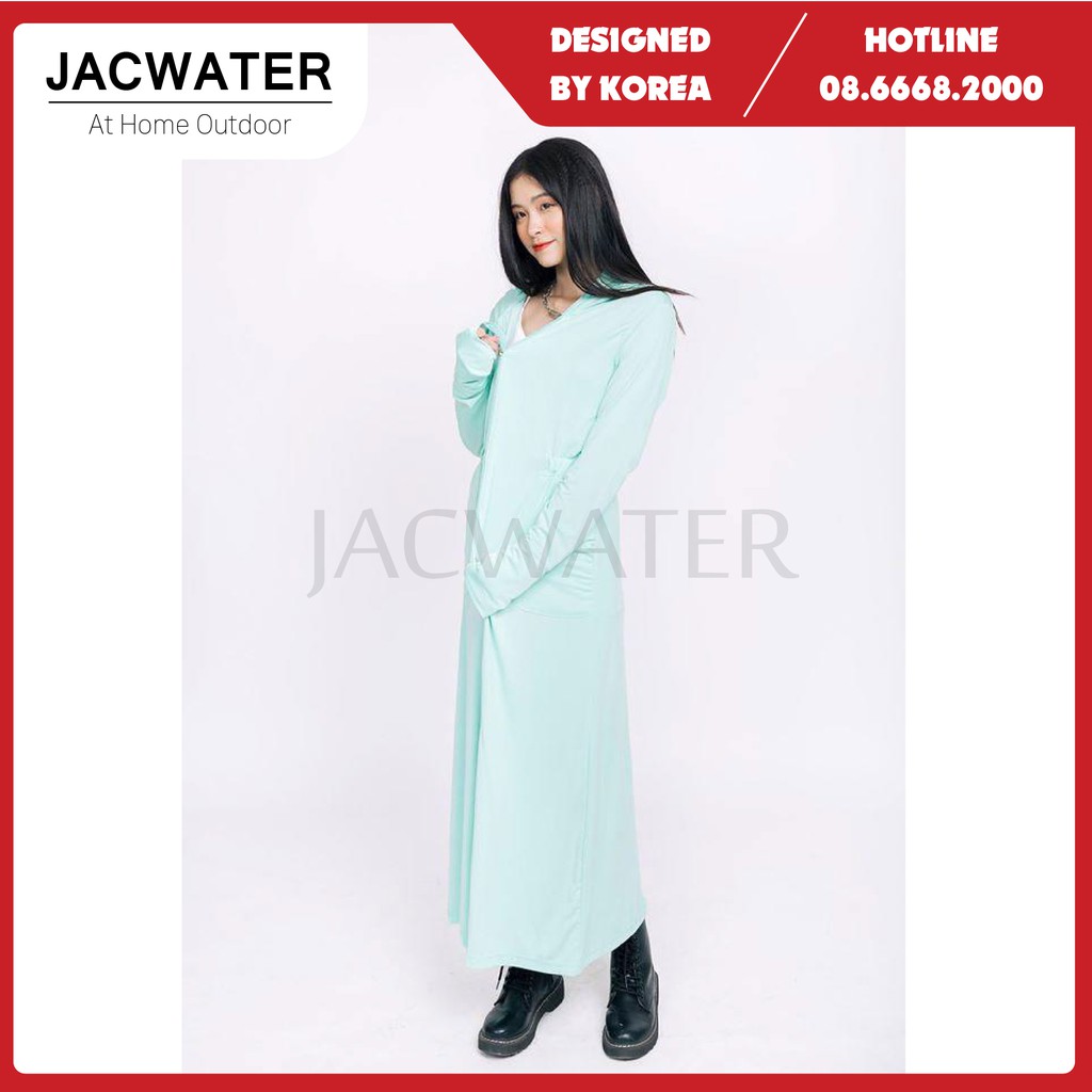 Áo khoác chống nắng nữ toàn thân dáng dài, choàng thun lạnh thông hơi JACWATER V115