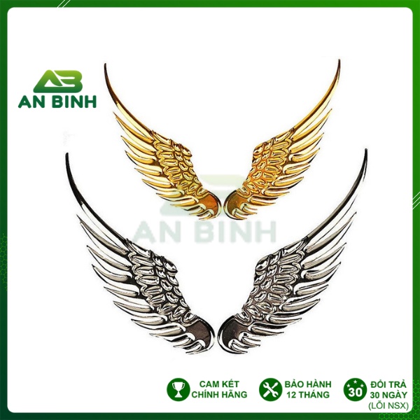 Đôi Cánh Thiên Thần 3D Dán Trang Trí Logo Các Hãng Xe Ô Tô, Chất Liệu Hợp Kim Không Gỉ