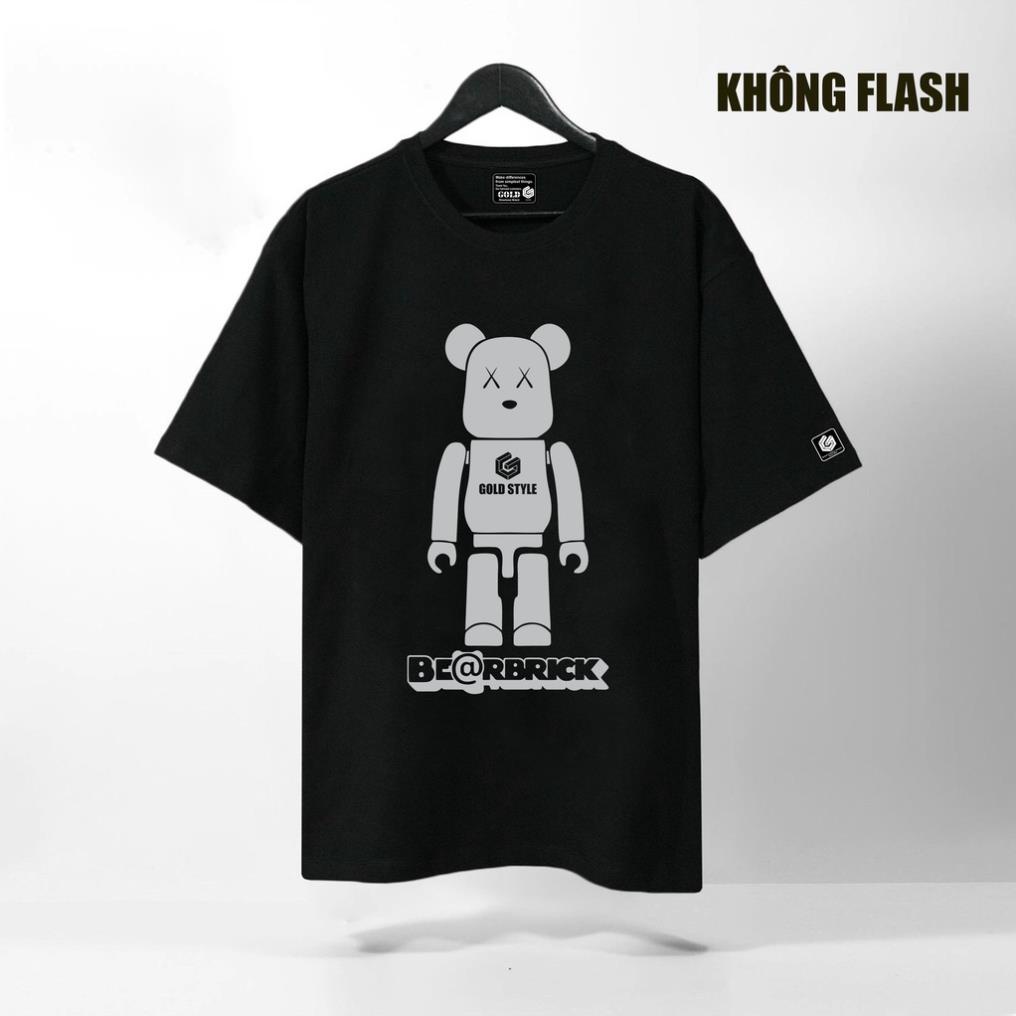 Áo Thun Tay Lỡ Bearbrick Phản Quang Bạc Đa Sắc, Form rộng oversize, áo phông unisex, chất liệu Cotton - KKIM Shop