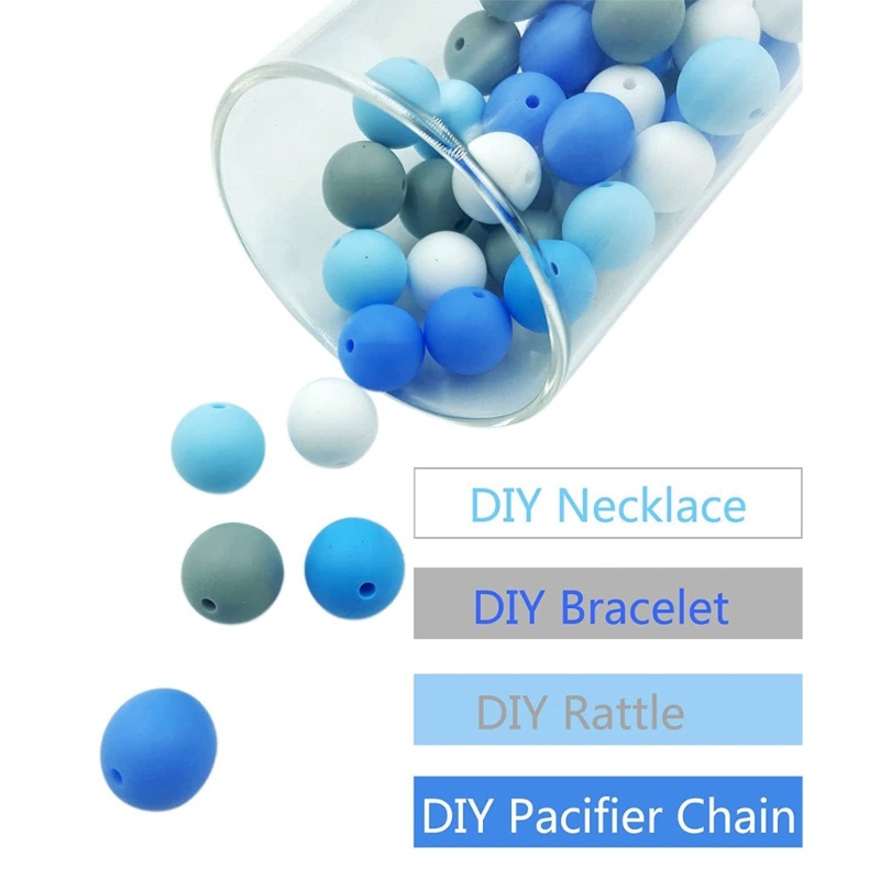 Set 50 Hạt Silicon 15mm Nhiều Màu Sắc Làm Trang Sức DIY