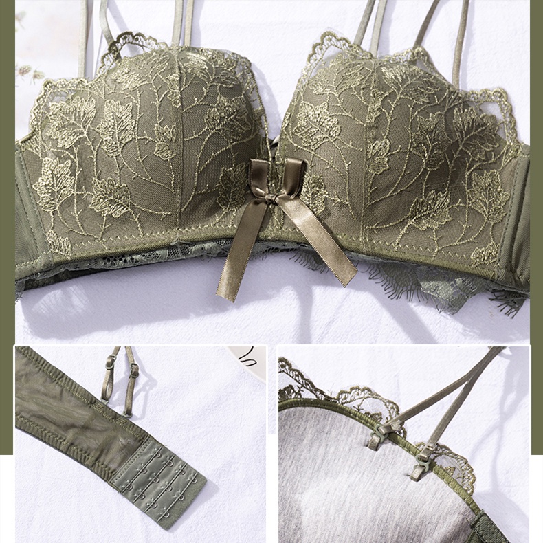 Set Áo Lót Nâng Ngực Thêu Hoa + Quần Lót Ren Thời Trang Cho Nữ