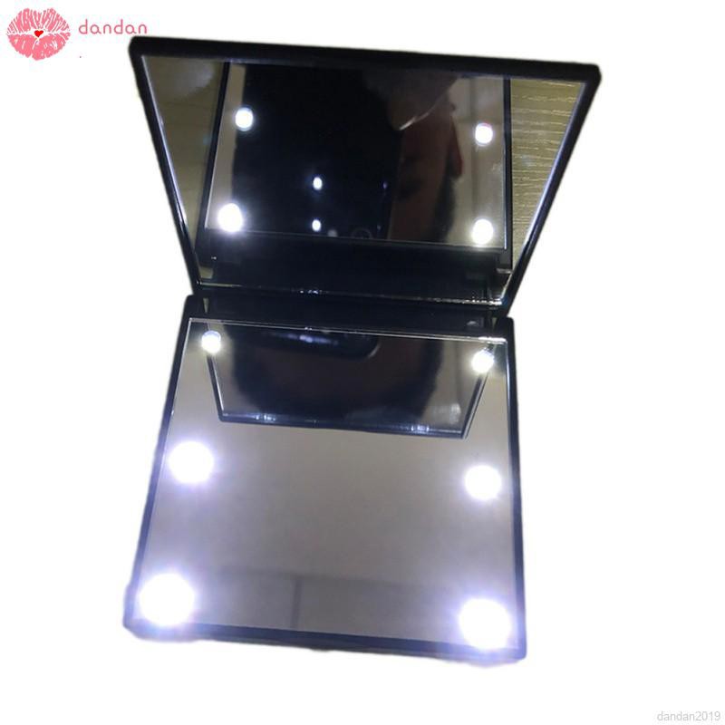 Gương trang điểm gấp gọn với 6 bóng LED dùng để trang điểm dễ mang theo cho nữ