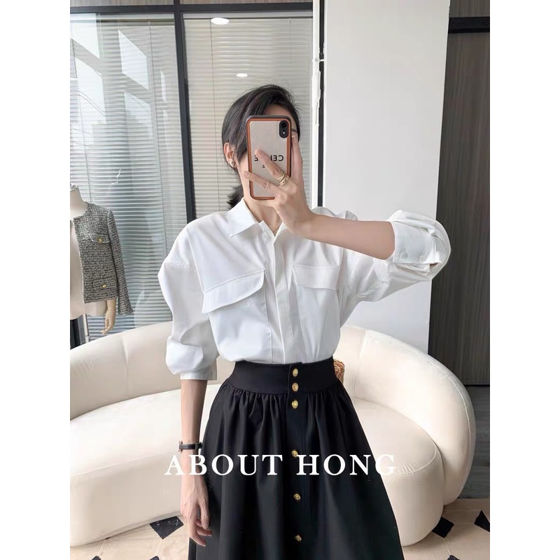 ✨BÁN SỈ✨Áo sơ mi trắng cổ đức 2 túi ngực