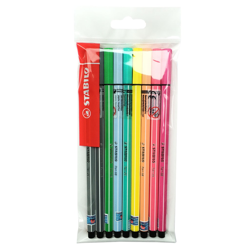 Bộ 9 cây bút lông STABILO Pen 68 màu Pastel (PN68/PASTEL/C9)