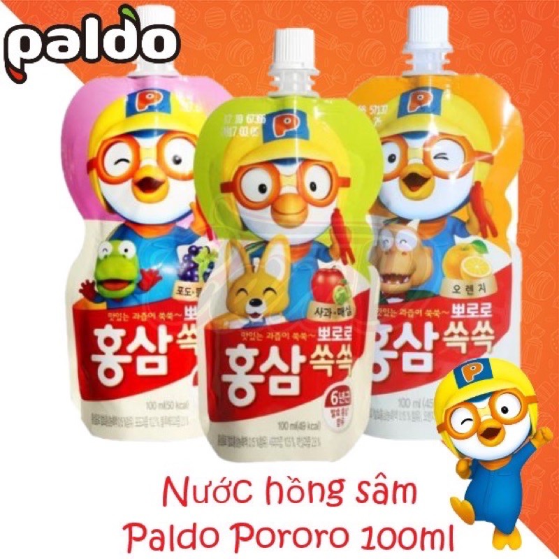 Hộp 10 Bịch Nước Hồng Sâm Trẻ Em Pororo 100ml