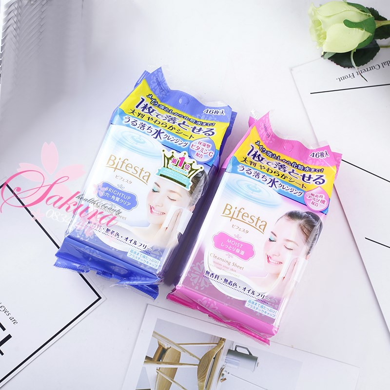 KHĂN GIẤY ƯỚT TẨY TRANG BIFESTA ( 46 MIẾNG)