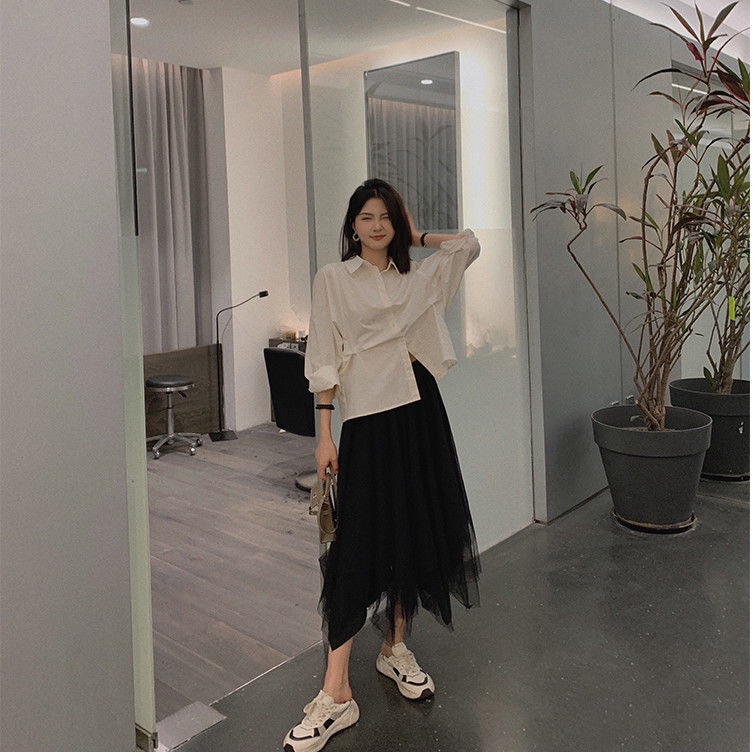 Áo sơ mi COZOKC tay dài dáng rộng thời trang dễ phối đồ