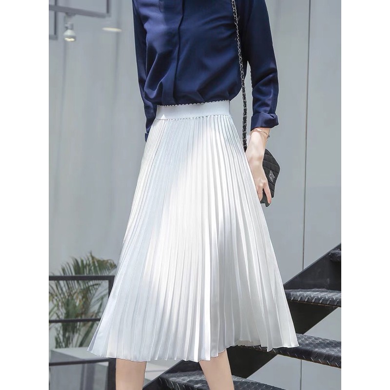 (sẳn) Chân váy xếp ly màu Trắng 2 lớp rất đẹp (PLEATED SKIRT) | BigBuy360 - bigbuy360.vn