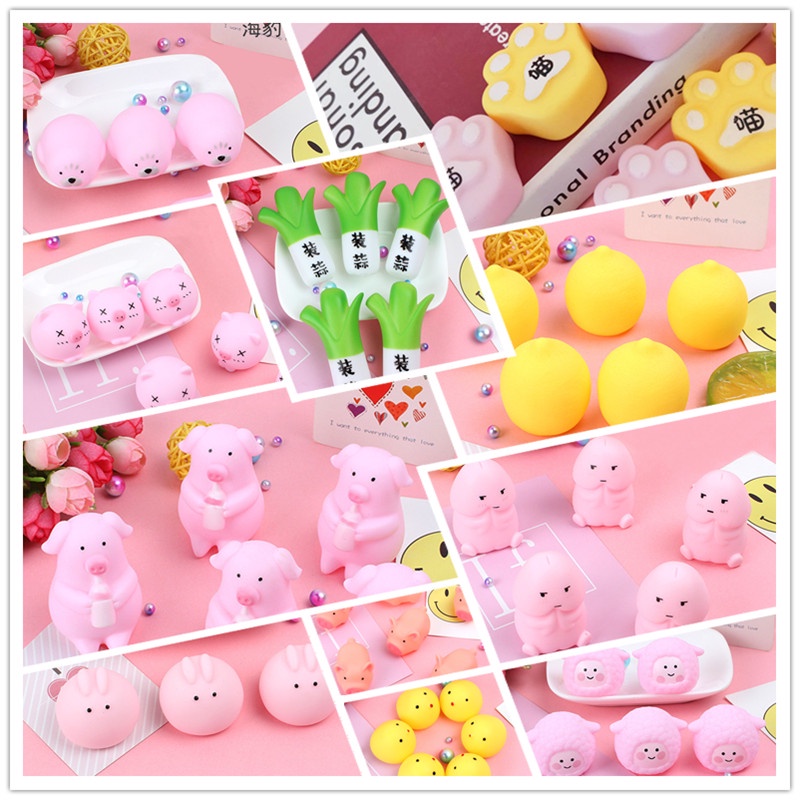 Đồ Chơi Nắn Bóp Hình Đồ Chơi Mềm Hình Chú Heo Hoạt Hình Phát Màu Hồng Dễ Thương