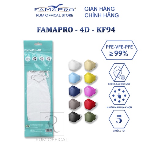 DEAL SỐC Khẩu Trang Y Tế 4D ( Túi ) Nam Anh Famapro ( Túi 5 chiếc )