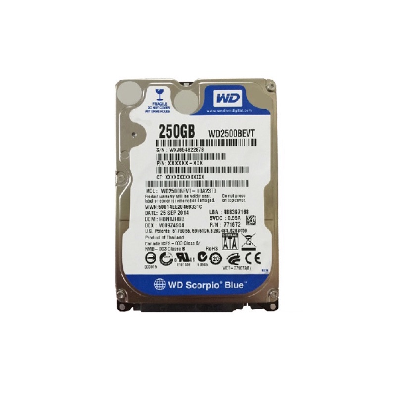 Ổ cứng laptop 250GB WD, Seagate, Toshiba, HGST