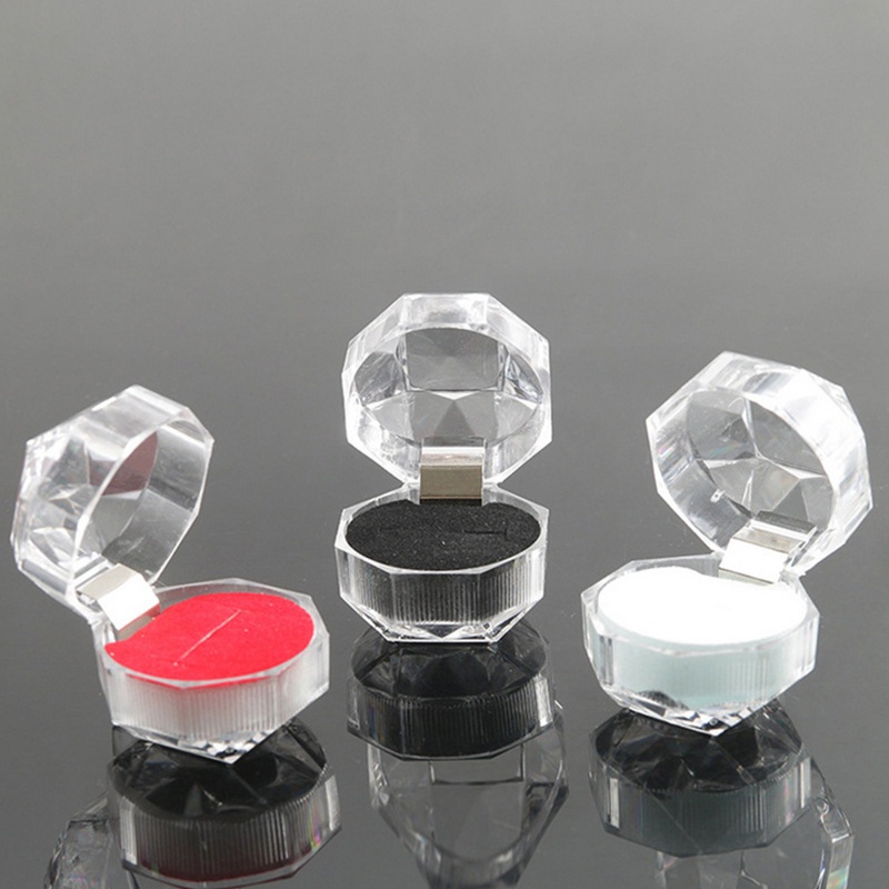 Hộp Đựng Nhẫn Hình Bát Giác Bằng Nhựa Trong Suốt