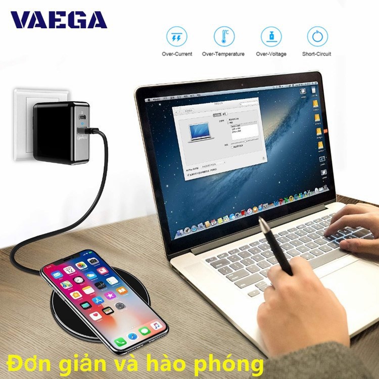 Đế sạc nhanh không dây 10W Qi tương thích iPhone Xs MAX Galaxy Huawei S9 S8 P20 P30 kèm cáp USB