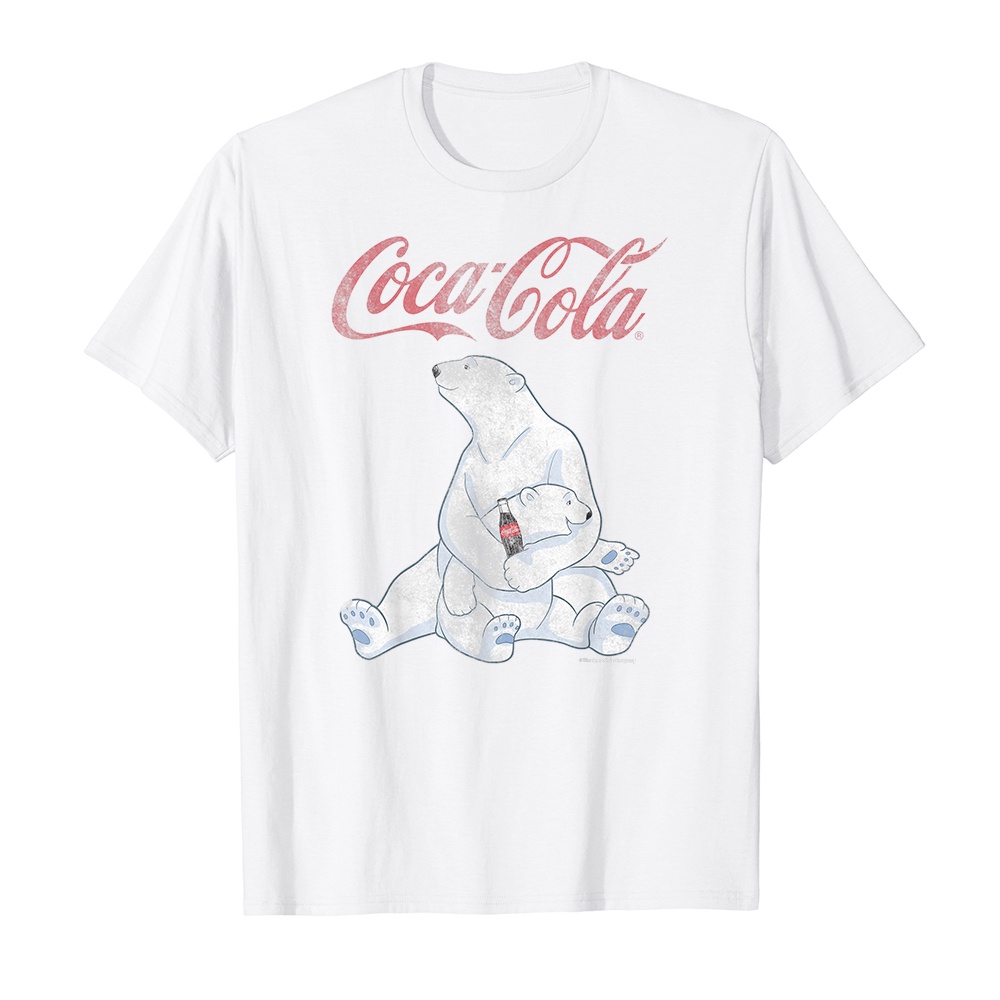 Áo thun cotton unisex HTFashion in hình Coca-Cola Vintage Faded Pair Of Polar Bears Graphic-9251