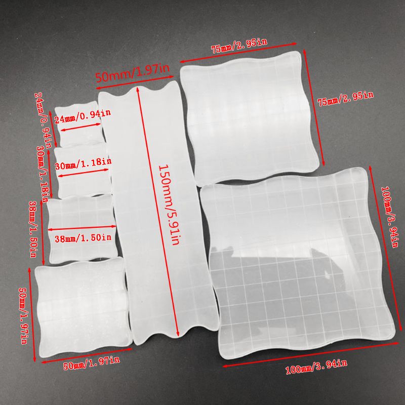 Set 7 Đệm Chặn Tem Trong Suốt Bằng Acrylic Dùng Trang Trí Sổ Tay DIY