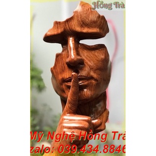 Tượng gỗ đẹp. Tượng Decor " Im lặng là vàng". Tượng cao cấp