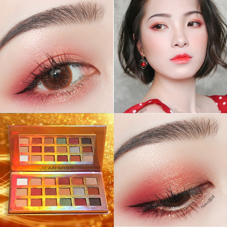 Trang điểm mắt Desert and Starry Sky 18 Color Matte Glitter Eyeshadow Palette Shimmer Shine Pink Pearlescent