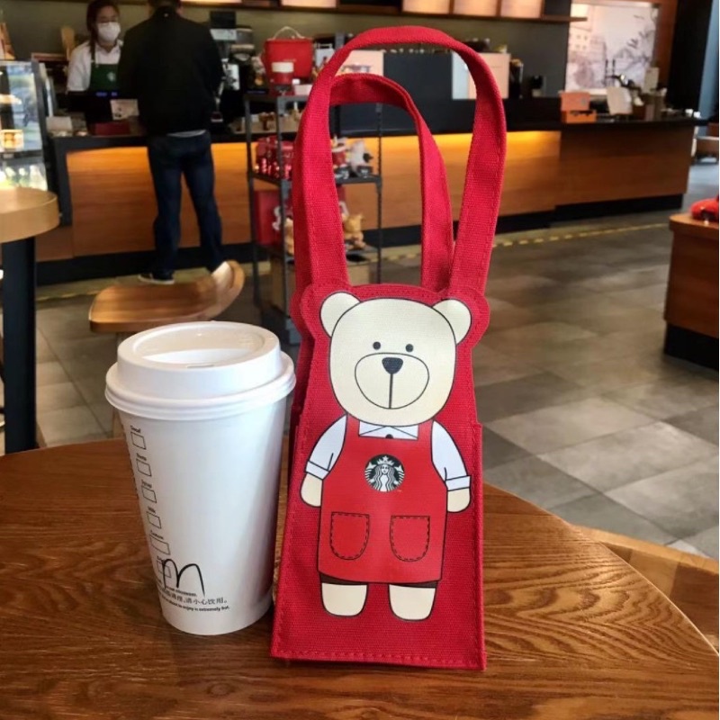 [ẢNH THẬT] Túi vải STARBUCKS Taiwan Bearista vải canvas chuẩn hãng đầy đủ phụ kiện túi tote mini đựng bình nước hình gấu