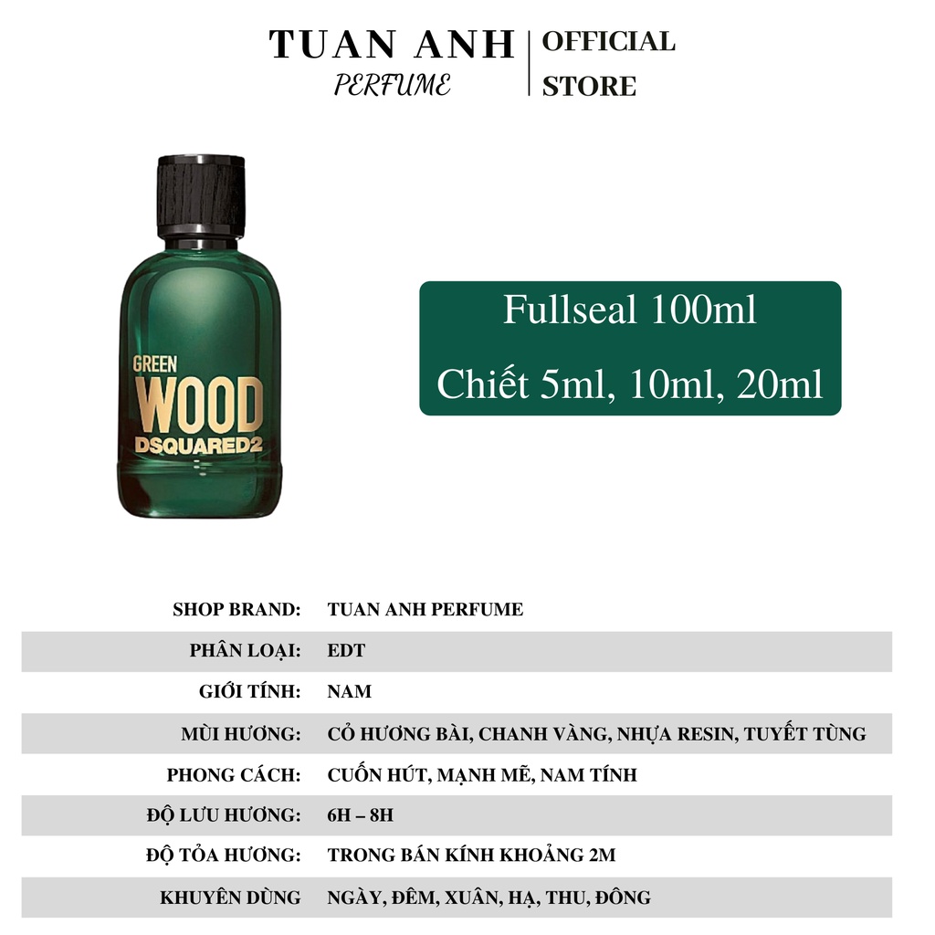 Nước hoa nam chính hãng thơm lâu DS Green Wood mùi gỗ cao cấp TUANANHPERFUME