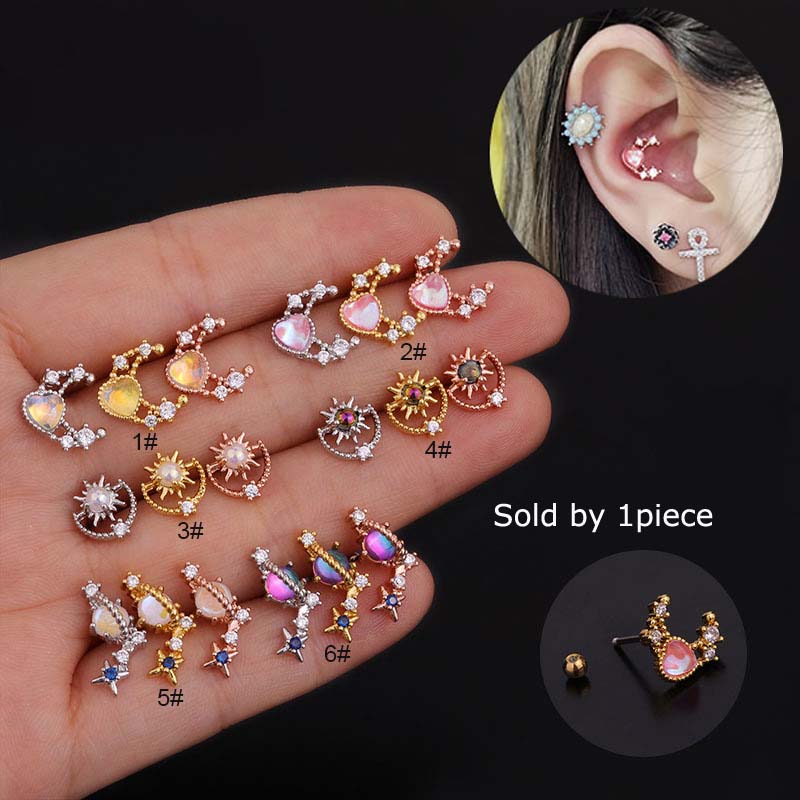 Khuyên tai đính đá nhiều kiểu dáng 20g cá tính cho nữ