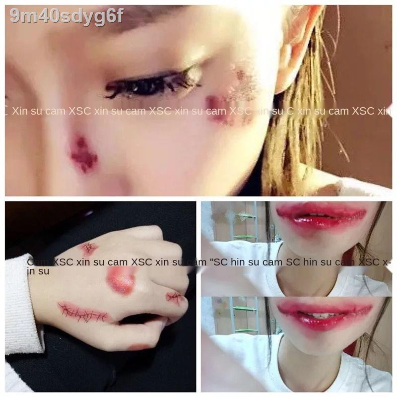 № ☫Halloween hình xăm dán mô phỏng kinh dị chảy máu vết thương giả vết cắn vết khâu vết sẹo bên quán bar trang