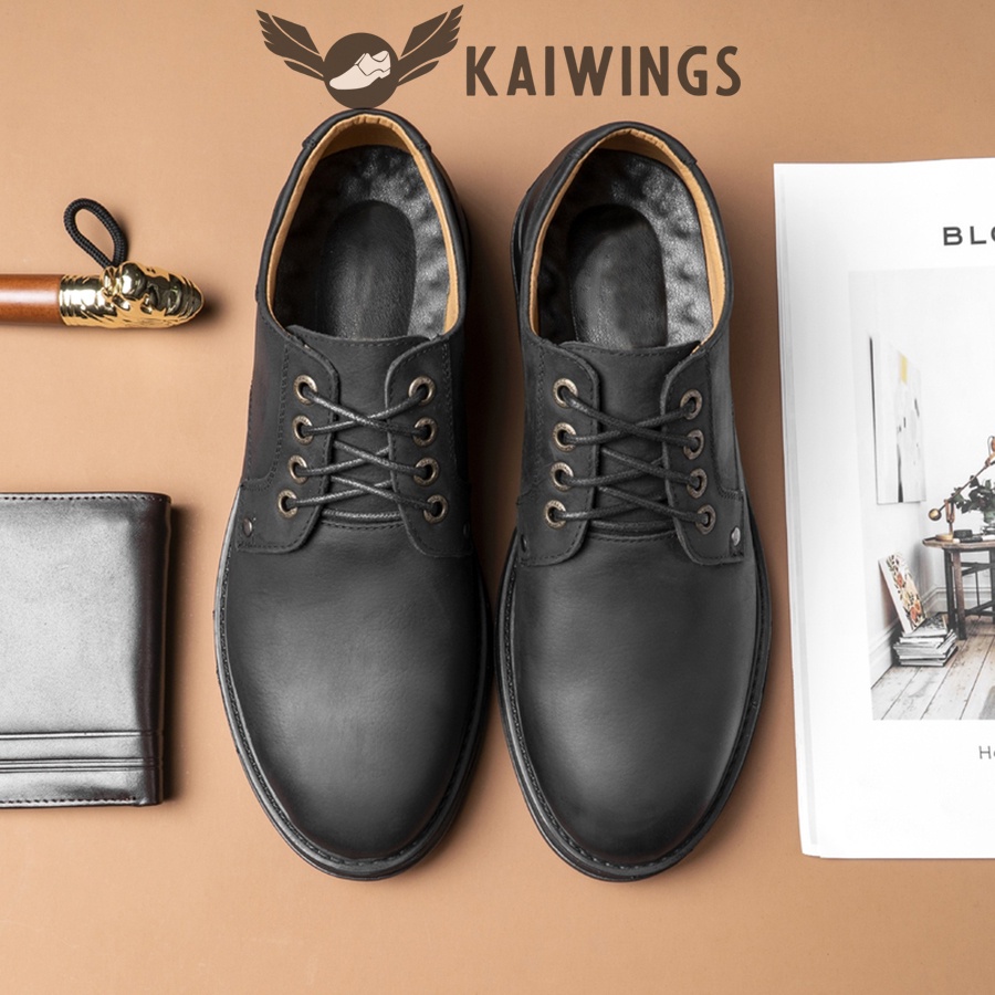 Giày Nam Cao Cấp Phong Cách Da Bò Thật Đẹp KAIWINGS Giày Nam Công Sở Hàng Hiệu Nam Tính GVN06