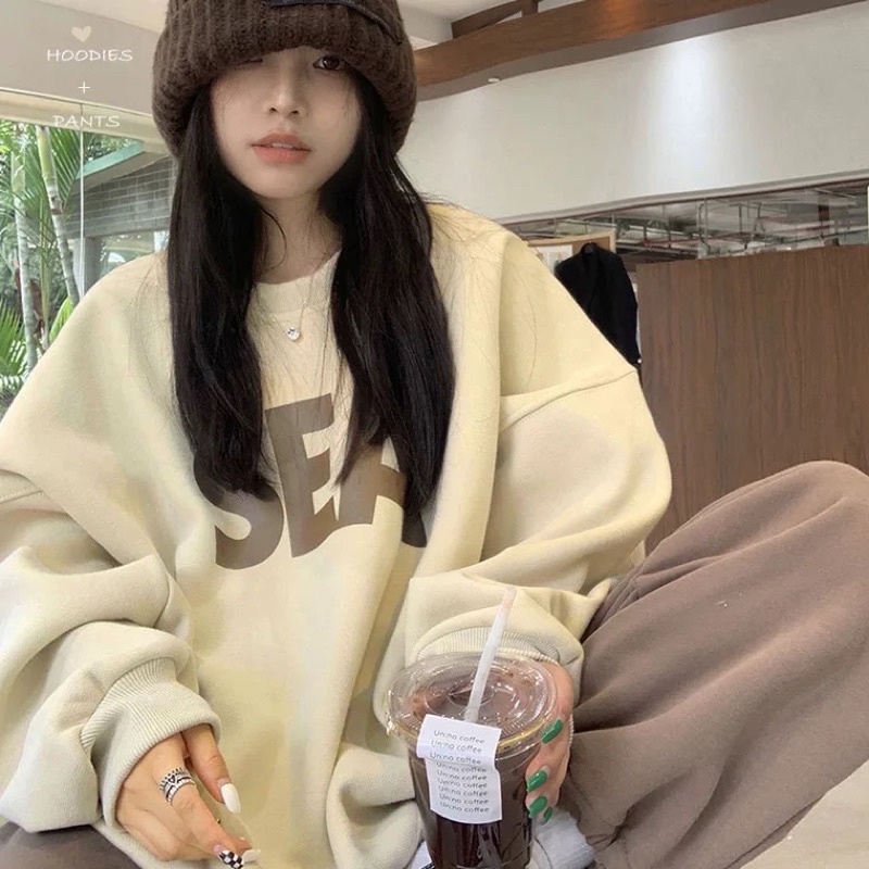 Áo sweater nam nữ chất nỉ bông studio1996 form rộng siêu dày in hình SEA