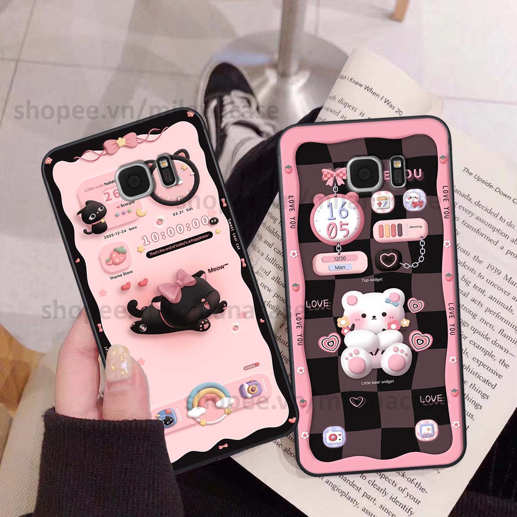 Ốp Samsung S6 / S6 EDGE / S7 / S7 EDGE hình đồng hồ icon gấu mèo cute cực dễ thương ngộ nghĩnh