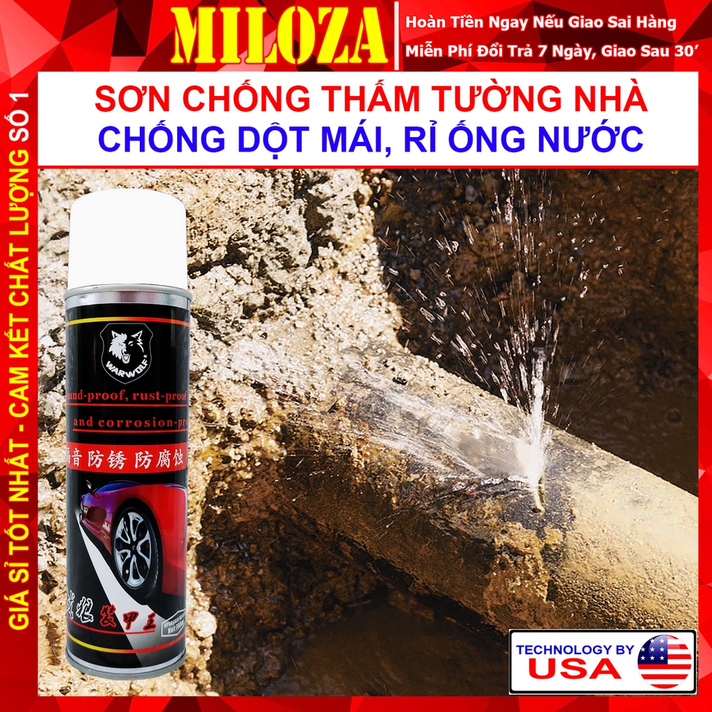 [MILOZA] Bình Xịt Chống Thấm Tường - Sơn Chống Thấm - Keo Chống Dột Mái Tôn - Ngói, Bể Cá, Đường Ống Rỉ Nước - WW 700ML