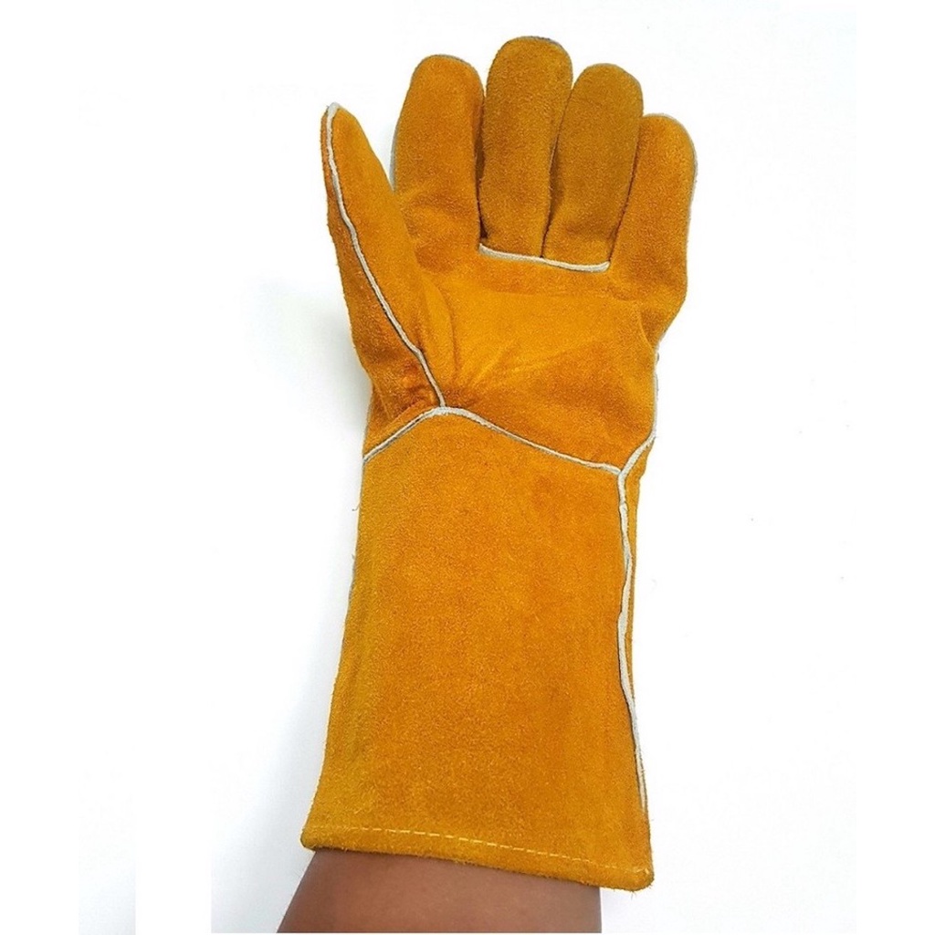 Găng tay da hàn Everest EW14 bao tay chống cháy, chịu nhiệt/ tia lửa văng bắn chuyên dùng hàn que (vàng) - Thinksafe