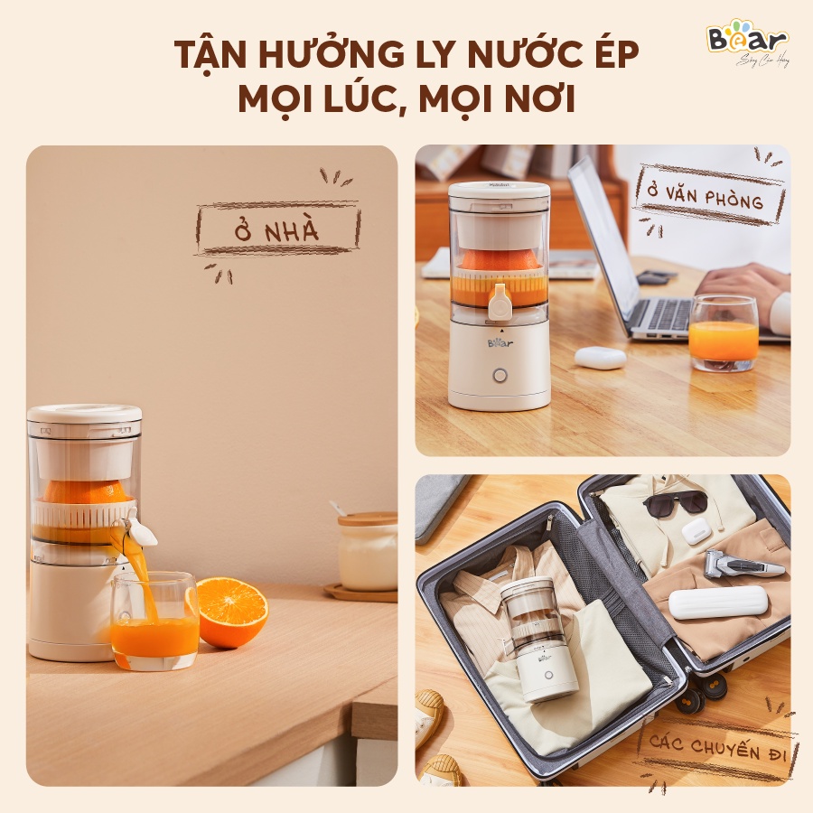 Máy Vắt Cam Tự động Bear Không Dây Sạc USB, Ép Hoa Quả Đa Năng ZZJ-F45A5