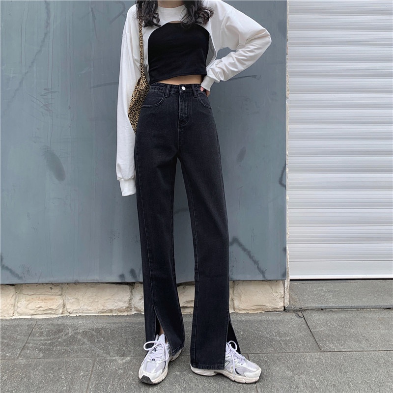 Quần Jean Lưng Cao Ống Rộng Plus Size Theo Phong Cách Retro Hàn Quốc Dành Cho Nữ
