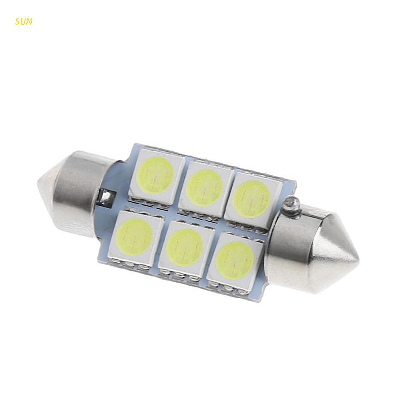 Đèn led 6 bóng 36mm 5050 Smd Dc 12V ánh sáng trắng dành cho xe hơi